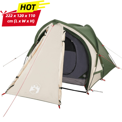 TEMU Dome Camping Tent 2 Person Green Waterproof Tent Material: 185t Polyester With Pu Coating Mesh Material: 68d Polyester Floor Material: Pe Inner Tent Dimensions: 222 X 120 X 110 Cm (l X W X H) Image