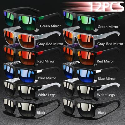 TEMU 12pcs Aooyoweily Vintage Square Retro Fashion Glasses For - , Lightweight Durable Frames, 12 Color Options For Driving,,, Vacations, Eyewear, Image