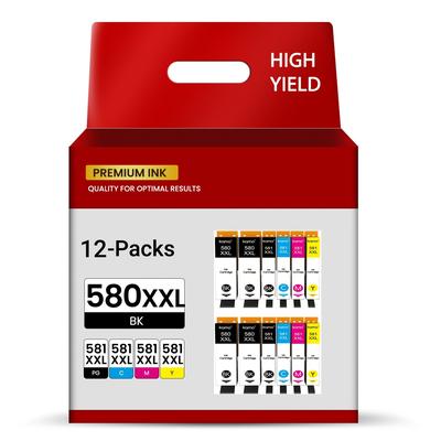 TEMU Pgi-580 Cli-581 Xxl Multipack Compatible With 580xxl 581xxl Ink Cartridges (12 Pack), For Tr8550 Tr7550 Ts6150 Ts6151 Ts8150 Ts8151 Ts8152 Ts9150 Ts9155 Ts6250 Ts6251 Ts9550 Ts9551c Ts8250