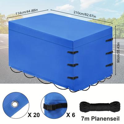 TEMU Folding Trailer Car Cover Oxford Cloth Windproof Sun Resistant For Van Outdoor, Xford Cloth Pickup Truck Bed Cover, Trailer Cover, 2100 X 1140 X 900 Mm Image