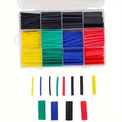 TEMU 530pcs Heat Shrink Tubing Kit 5 Colors 12 Sizes Assorted Electrical Cable Wire Kit Set Long Lasting Insulation Protection For Diy, Heat Shrink Tube Image
