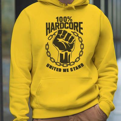 TEMU Men's United Hoodie - Black Velvet Graphic Sweatshirt With & Chain Design, Long Sleeve Casual Winter Hoodie For Men, Sweater Hoodie Image