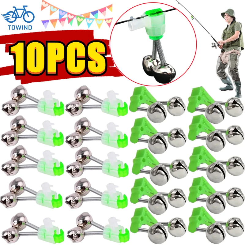 10-1PC Angeln Biss Alarme Angelrute Glocken Spitze Clip Glocken Ring Grün ABS Angeln Zubehör Outdoor Pole fisch Bites Indikatoren Image