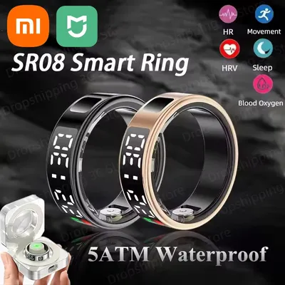 SR08 Smart Ring Männer Frauen LED Display Bildschirm Herzfrequenz Blut Sauerstoff Überwachung Multi Sport Modi 5 ATM Wasserdicht 2025 Image