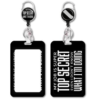 TEMU Retractable Id Badge Holder With Zipper - Pp Material, Key Fob & Access Case For Office And Use