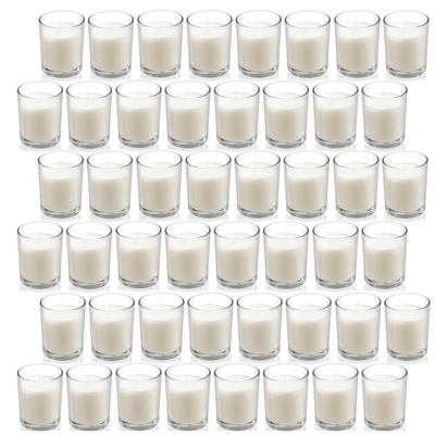 TEMU 48pcs White Glass Candles | 2.0x2.4 Inches, Soy Wax, Smokeless & | 12-15 Hour | Ideal For Home Decor, Romantic Dinners, Weddings & Holiday , Candle Holder