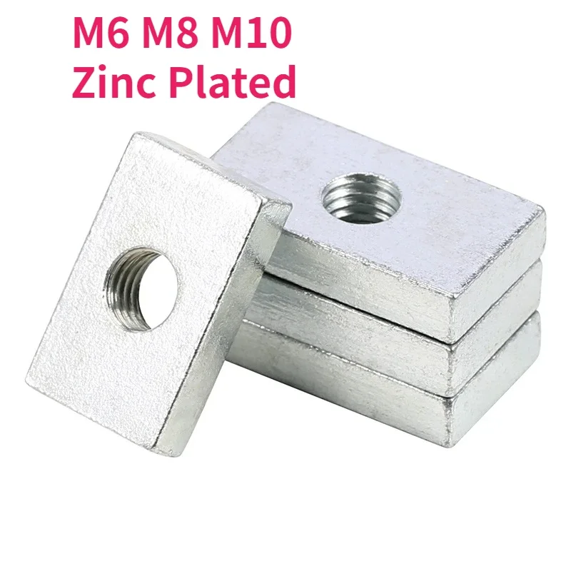 M6 M8 M10 Vierkantmuttern aus verzinktem Kohlenstoffstahl, rechteckige Muttern, Gleitblock für Aluminiumprofil-Zubehör Image