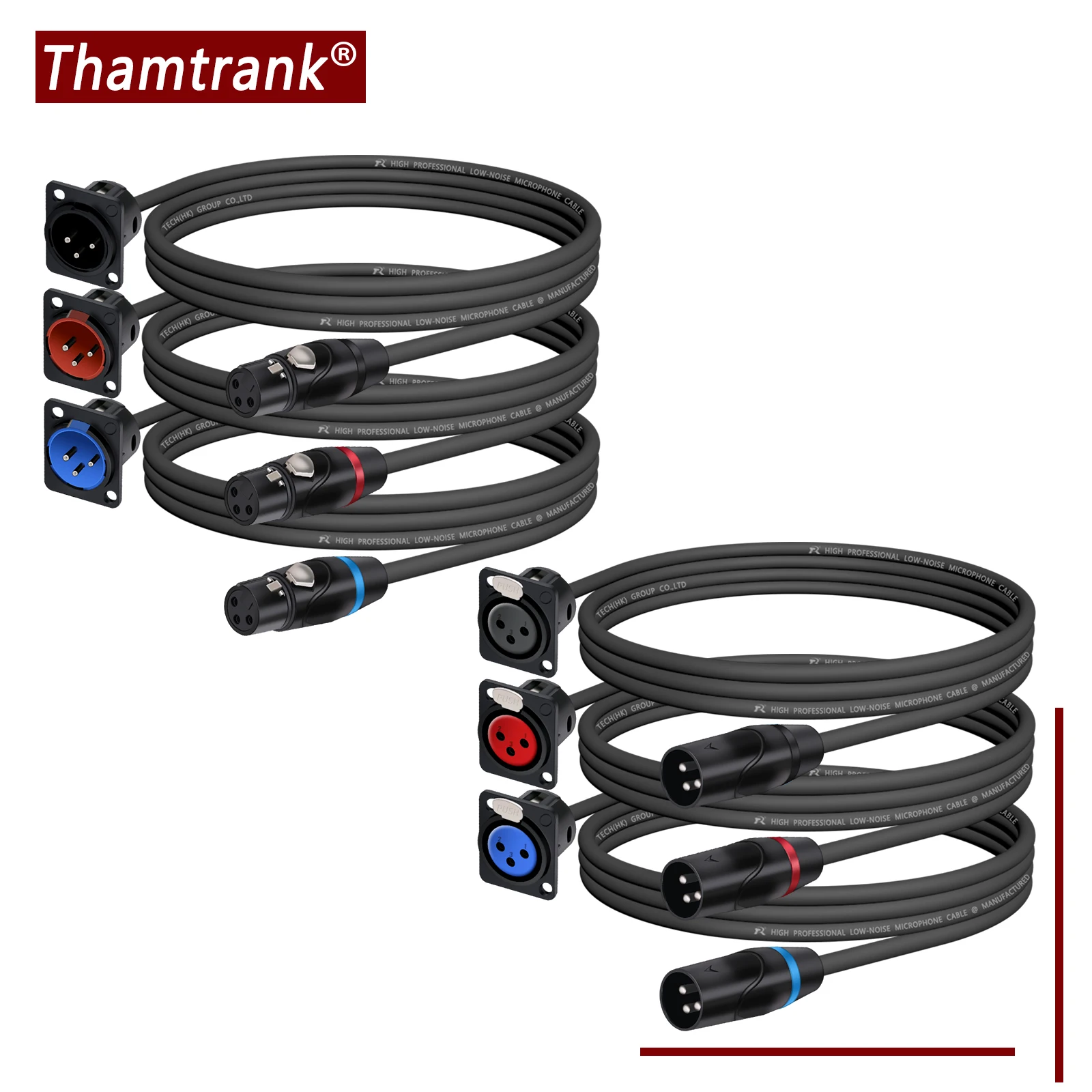 D Typ 3Pins XLR Stecker/Buchse Feste Panel Mount MIC Buchse auf 3Pin XLR Stecker Pass Through Konverter Kabel, für Bühnenbeleuchtung Mixer Image