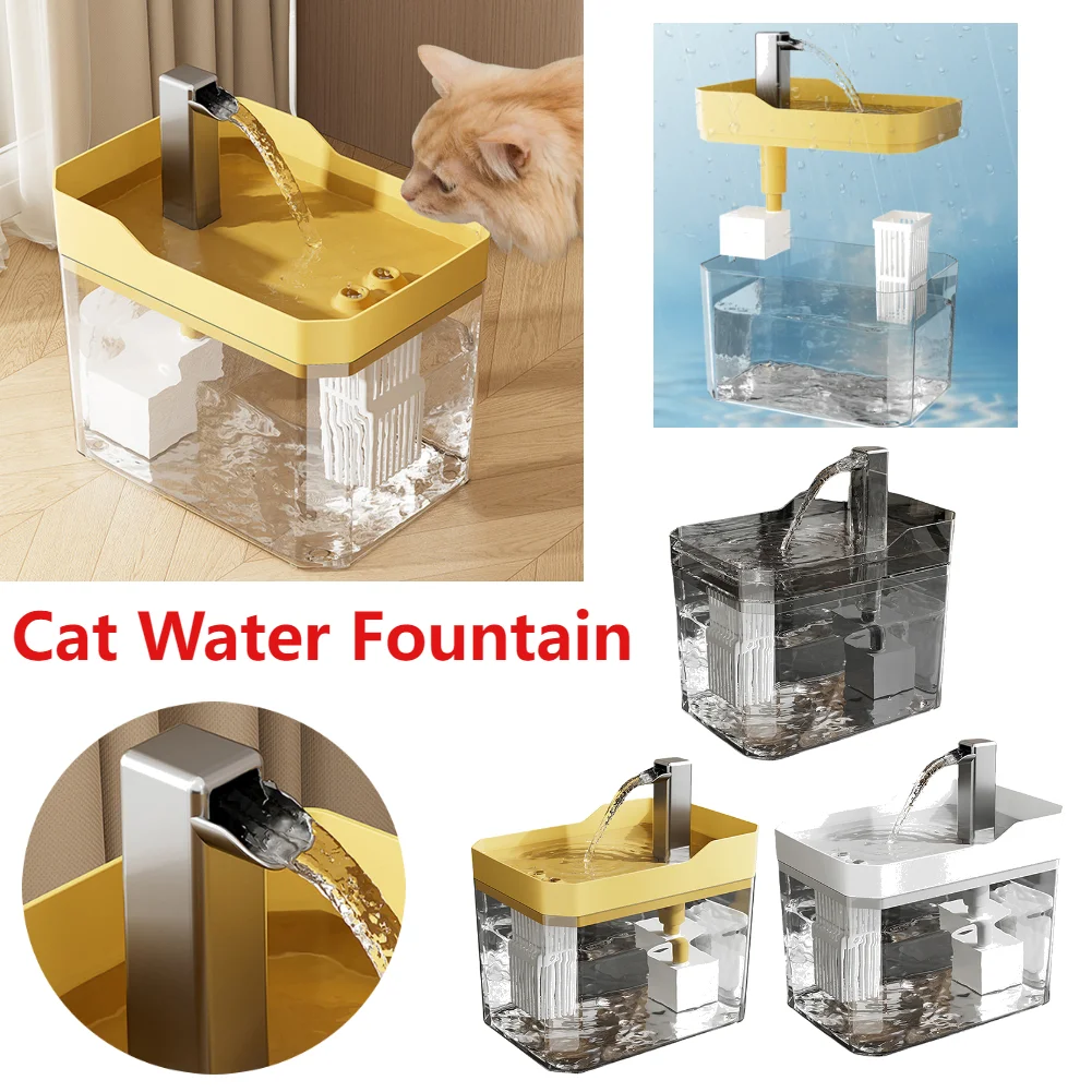Katzen-Wasserbrunnen mit leiser Pumpe, Hunde-Wasserfilterspender, USB, Anti-Trockenbrennung, Haustierbrunnen, Katzenbrunnen für Katzen im Innenbereich Image