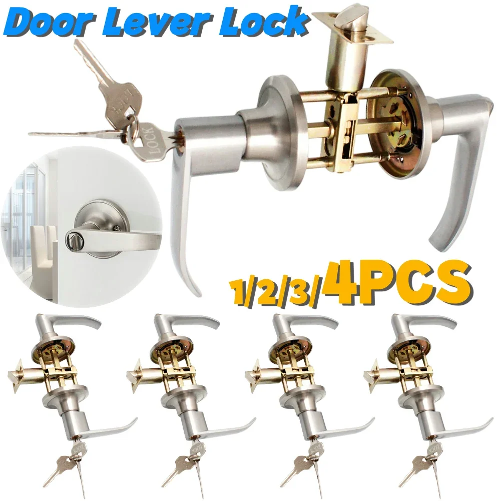 1-5PCS Locking Türgriff Edelstahl Eingang Türgriffe Innen Hebel Schloss Türgriff Ersatz für Home Office