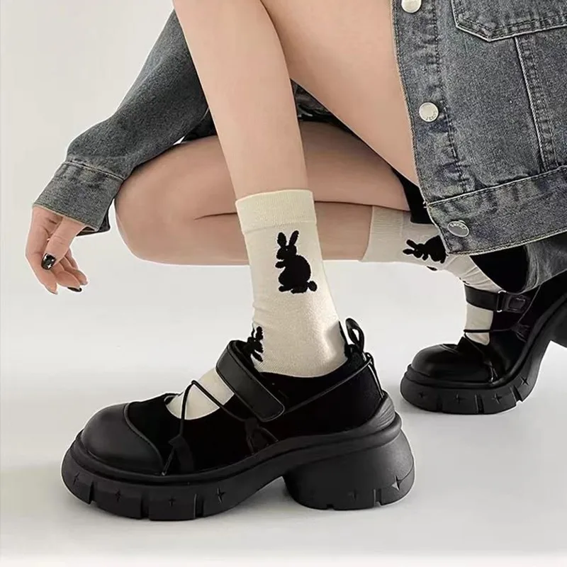 Retro Dicke Untere Mary Jane Schuhe Frauen Neue Mode Chunky Heel frauen Turnschuhe Schwarz Grau Erhöhung Flache Einzelne Schuhe