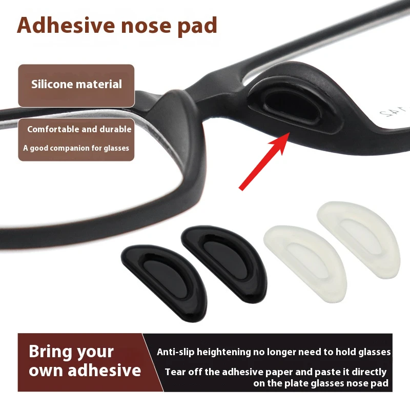 5 Paar rutschfeste Nasenpads für Brillen, weiche Silikon-Klebstoff-Nasenpads für Brillen mit Kunststoffrahmen, Sonnenbrillen (schwarz/weiß) Image