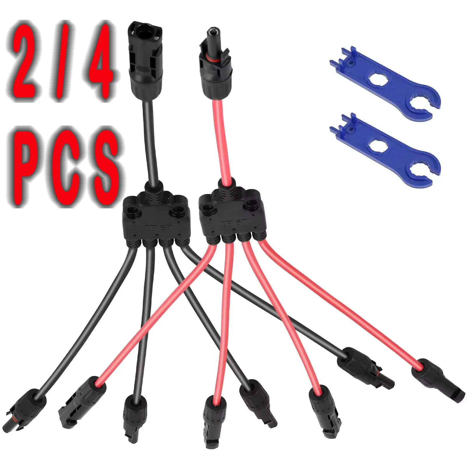 2/4PCS Solar Anschlüsse Wasserdicht Y-förmigen 5-weg Adapter Solar Kabel Parallel Adapter Hitzebeständige Panel draht Stecker Hotsa Image