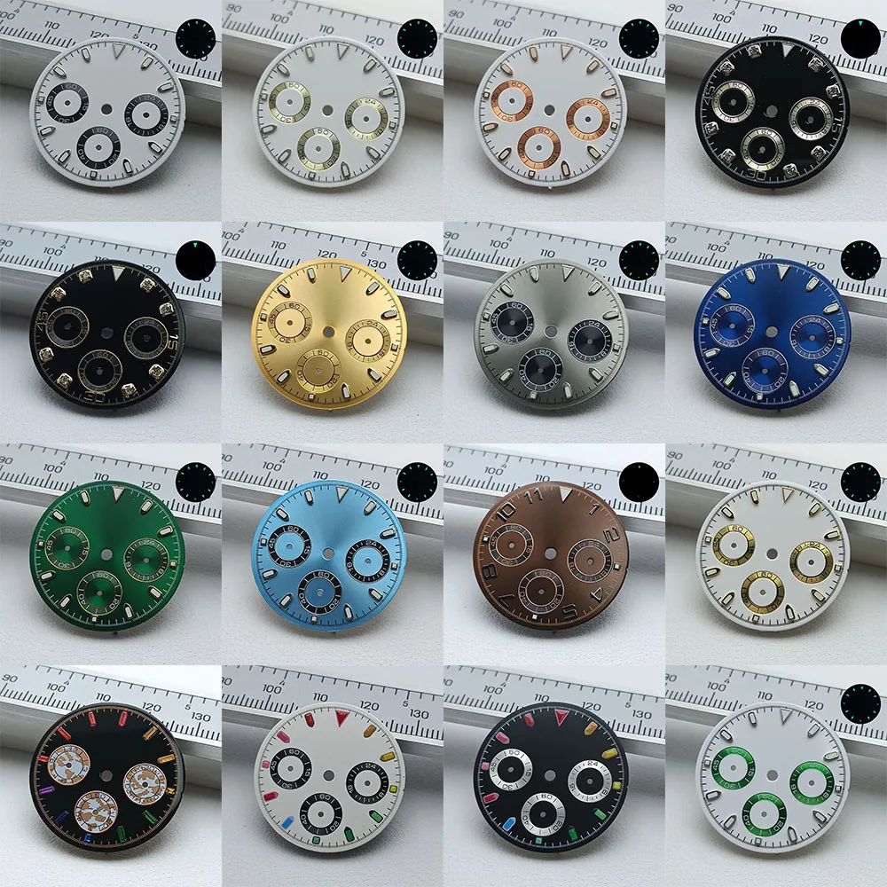 Hochwertiges grün leuchtendes VK63-Zifferblatt, 29 mm, passend für VK63-Uhrwerk, Herrenuhr-Zubehör Image