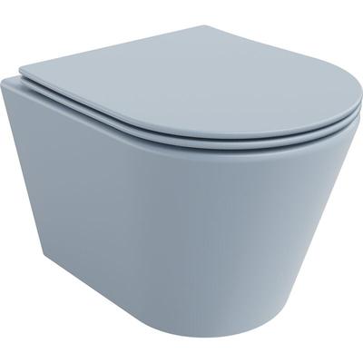 Rico WC-Schüssel Randlos mit slim Sitz und Absenk-Automatik, duroplast, Blau/Grau matt - 30724 Image