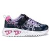 Sneaker GEOX "J ASSISTER GIRL Blinkschuh", Kinder, Gr. 27, blau (navy, lila), Textil, Synthetik, modisch, Schuhe, Klettschuh mit bunt glitzerndem Schleifchen Muster und Blinkfunktion