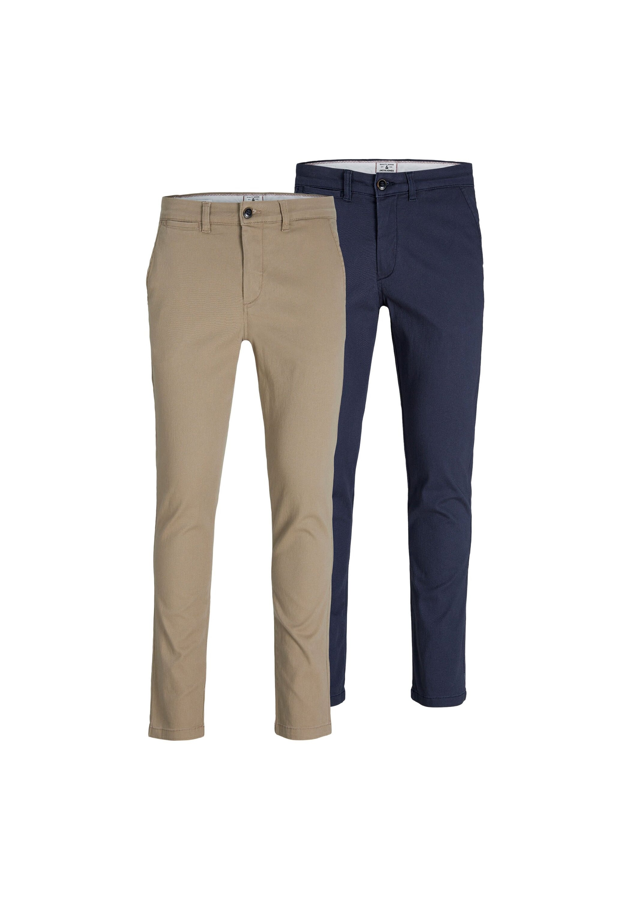 Skinny-fit-Jeans JACK & JONES "Jeans JPSTMARCO JJDAVE 2PK", Herren, Gr. 34, N-Gr, beige (beige, blau), Obermaterial: 98% Baumwolle CO. 2% Elasthan EL., Jeans