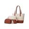 elegantes, stilvolles zweifarbiges Patchwork-Handtaschen-Set für Damen mit Quastenverzierung - Handtasche, Umhängetasche und kleine Tasche - perfekt für die tägliche Freizeit und den Weg zur Arbeit