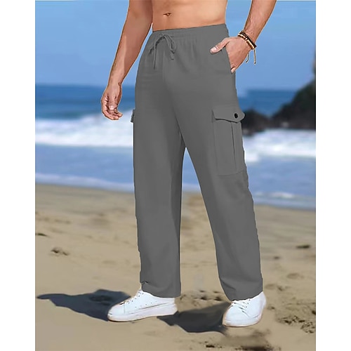 Herren Cargohose Cargohosen Cargohose Hose Hosen Sommerhosen Kordelzug Elastische Taille Pattentasche Glatt tragbar Outdoor Täglich Campen und Wandern Modisch Klassisch Schwarz Armeegrün Image
