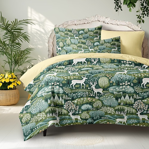 Bettbezug-Set aus 100 % Baumwolle, Baummuster-Set, weiches 3-teiliges Luxus-Bettwäsche-Set, Heimdekoration, Geschenk, King-Size-Bettbezug Image