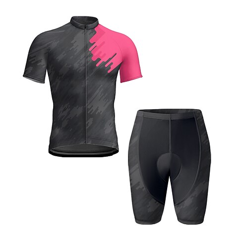 Herren Radtrikot mit Shorts Kurzarm Mountainbike MTB Straßenradsport Sommer Frühling Herbst Schwarz Rote Geometrisch Fahhrad Frontreißverschluss Schweißableitend Bequem Atmungsaktiv Spandex Sport Image