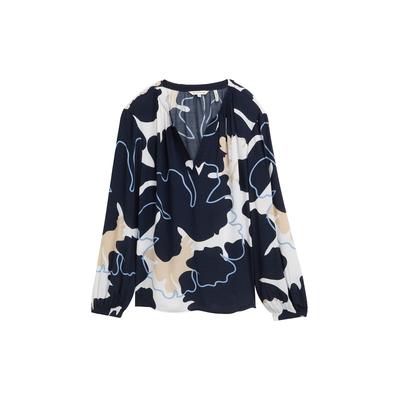 TOM TAILOR Damen Bluse aus Viskose mit Muster, blau, Geblümt, Gr. 40 Image