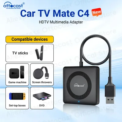 OTTOCAST Car TV Mate Max C4 for HDMI Multimedia Adapter Wireless CarPlay Android Auto Box Video