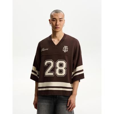 Bershka Oversize Short Sleeve Sports T-Shirt Men Xl Brown