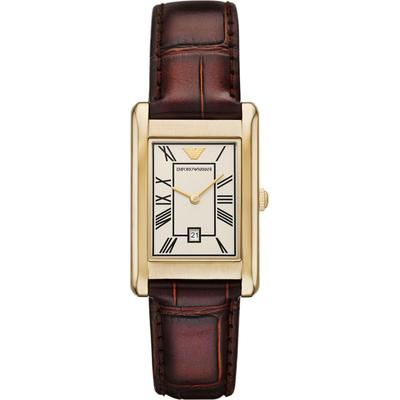 Quarzuhr EMPORIO ARMANI, braun, Armbanduhren, Damen, Armbanduhr, Damenuhr, Herrenuhr, Lederarmband, analog, Tag Image