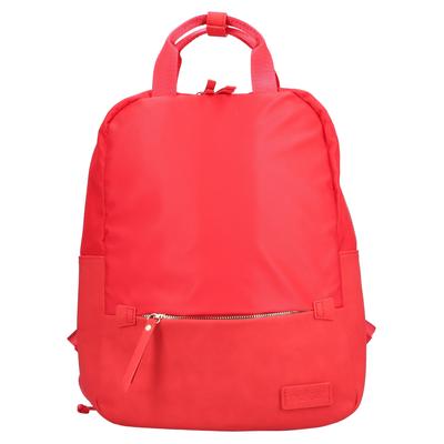 Cityrucksack RIEKER, Gr. B/H/T: 27cm x 33cm x 10cm, rot, Lederimitat, Textil, unifarben, casual, Rucksäcke, Freizeitruck