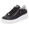 Plateausneaker RIEKER SPORT, Damen, Gr. 40, schwarz-weiß (schwarz, weiß), Leder, kontrastfarbene Details, sportlich, Schuhe, Freizeitschuh, Halbschuh, Schnürschuh mit seitlicher Perforation