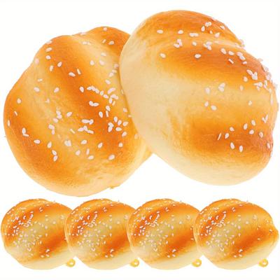 TEMU 6pcs Realistic Leather Sesame Roll Bread Models - With White Seeds, Party Decor & Home Display