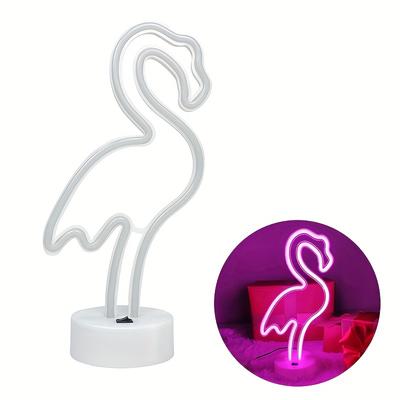 TEMU Shenzhi Tech Led Flamingo Neon Sign - Usb & Battery Powered Night Light, Bedside Lamp Bedroom, Living Room, Bar Decor & Special Occasions Like Parties, Weddings