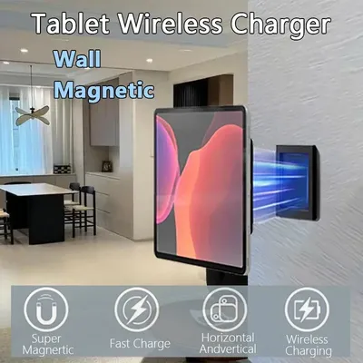 Wall Mounted Wireless Tablet Charger Magnetic Tablet Stand Holder Smart Home Control Panel for Universal Tablet Type-C Lightning