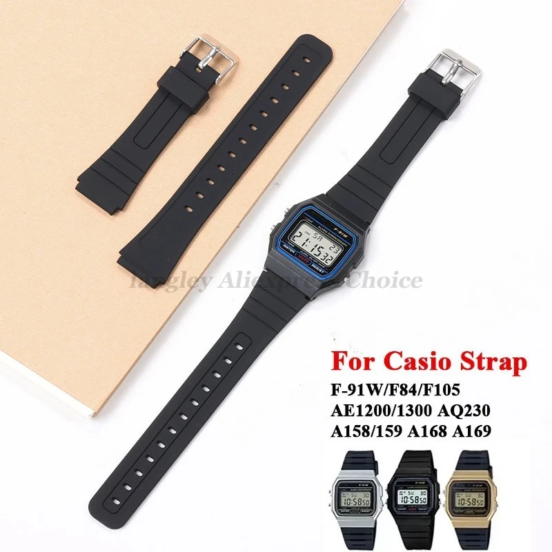 Silikon-Uhrenarmband für CASIO F91W W-800H 18 mm für W800H SGW400 F91W F84 F105/108 A158/168 AE1200/1300 Weiche Herren-Armbänder Image