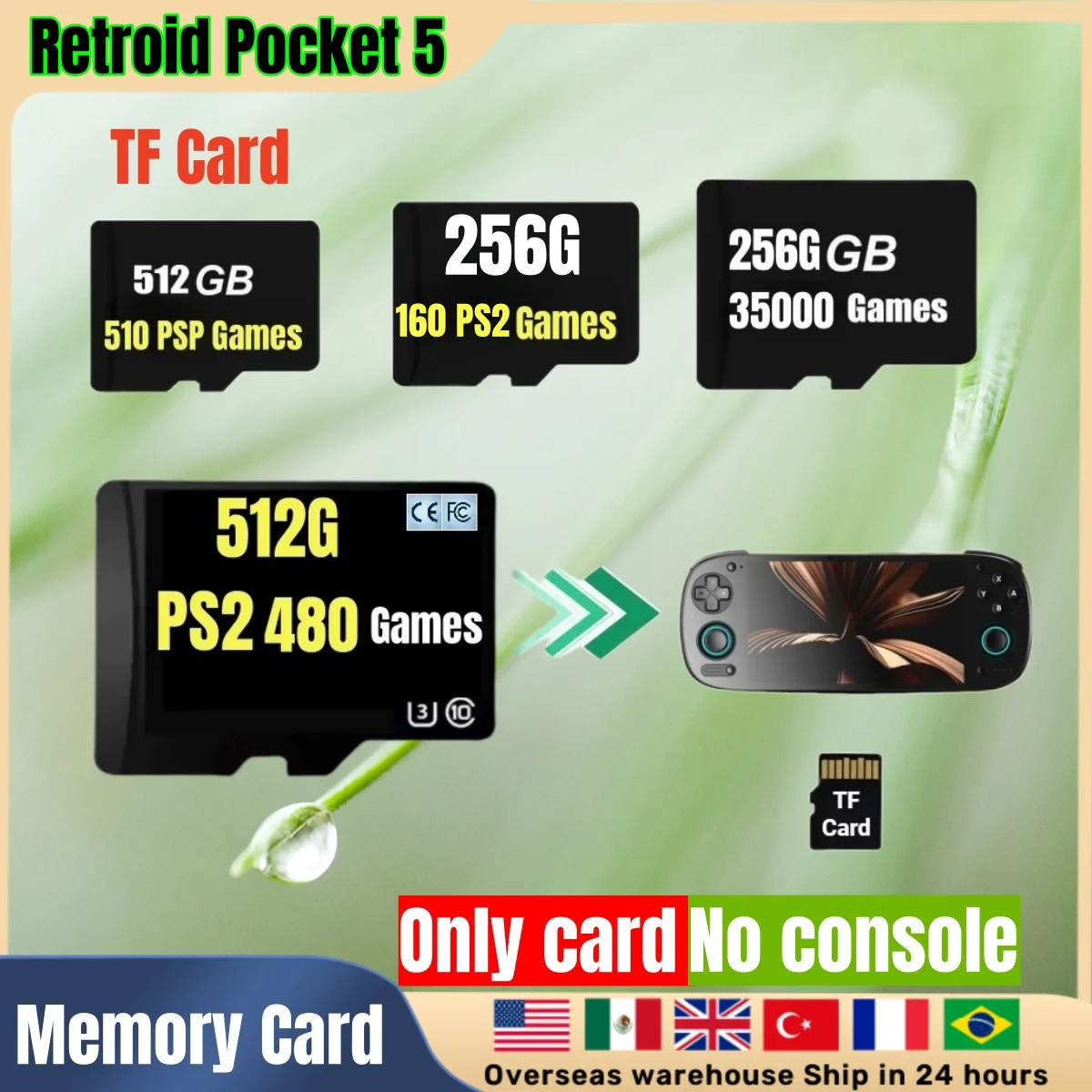 Für Retroid Pocket 5, tragbares Handheld-Spiel, TF-Karte, Speicherkarte, beliebtes klassisches Retro-Videospiel, PS2, PSP, 3DS-Spiele