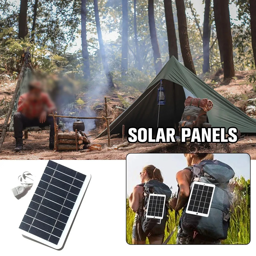 Tragbares Solarpanel, wasserdichtes Outdoor-Camping-Solarpanel mit USB-sicherem Ladestabilisator, Batterieladegerät, Ladepanel Image