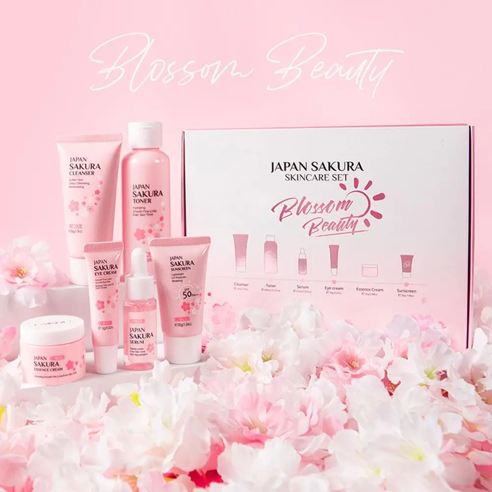 5/6 teile/satz Japan Sakura Hautpflege Set Serum Verjüngende Creme Leuchtende Feuchtigkeitscreme Verblassen Hautunreinheiten Image