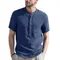 Camicie da uomo Camicia a maniche corte da uomo in tinta unita con colletto Henry Camicia da uomo