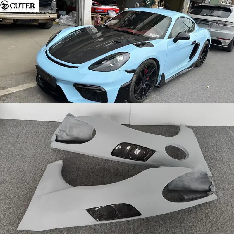 981 718 parafanghi laterali anteriori in fibra di carbonio stile GT4RS per Porsche Boxster Cayman 718 981 GT4 RS Kit carrozzeria