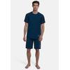 Shorty TOM TAILOR "Kilkenny", Herren, Gr. 48 (S), blau, Interlock, Obermaterial: 100% Baumwolle, casual, bequem kniefrei, Rundhals, Kurzarm, Homewear-Sets, Mit großem Wording