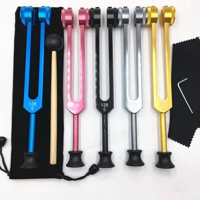128Hz Tuning Fork with Base Colorful Aluminum Alloy Tuning Forks Sound Healing Therapy Chakras Harmonizer Percussion Instruments