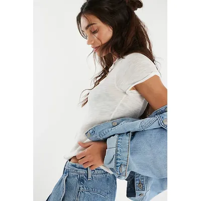 We The Free Hazy Tee at Free People in Clean Ivory, Size: Medium