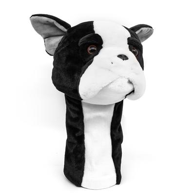 TEMU 1pc Boston Terrier Plush Golf Club Head Cover, Cute Animal Design, Polyester Fiber, Hook-and-loop Closure, Fits Most 460cc Drivers