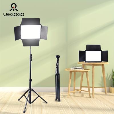 TEMU Uegogo 1 Set Led Video Photography Lighting Kit With Adjustable 52 Inch Tripod Stand, 10 Inch Square Led Fill Light, Dimmable 3 Color Lighting, 4pcs Baffles, For Video Recording, Photo