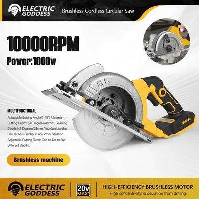 Electric Goddess 5in Brushless Motor For Dewalt 20V Battery ﻿Cordless Electric Circular Saw 1000W Handheld Woodwork Saw ﻿