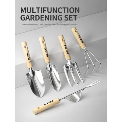 Garden Shovel Rake Spade Set Wooden Handle for Flowers Potted Outdoor Planting Household Plant Garden Tools