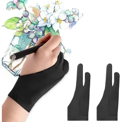 S/M/L Two-Finger Drawing Gloves Anti-touch Anti-fouling for Tablet Digital Board Touch Screen Oil Painting Office Art Supplies