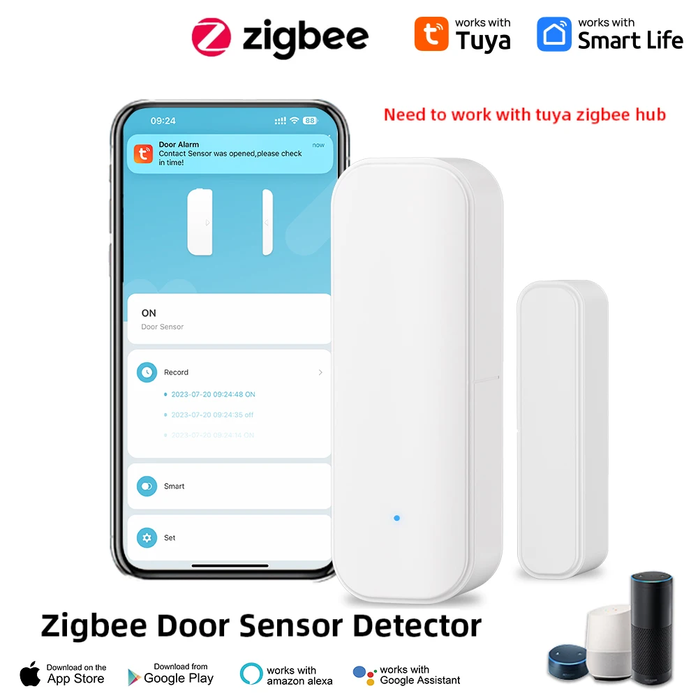 Tuya Zigbee Türsensor und Smart Life Fenster Magnetsensor Detektor Wireless Home Türsensor Benötigen Sie Tuya Zigbee Gateway Hub Image