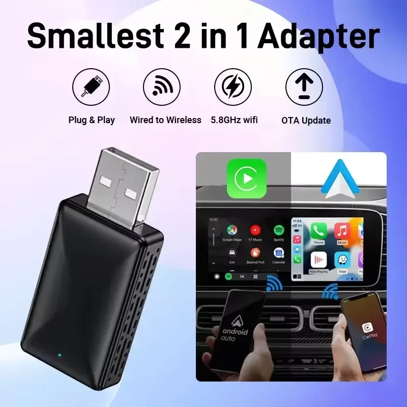 Carplay Android Auto Wireless Adapter für Toyota Mazda Nissan Camry Suzuki Subaru Citroen Audi Mercedes Kia Ford Opel Spotify BT Image